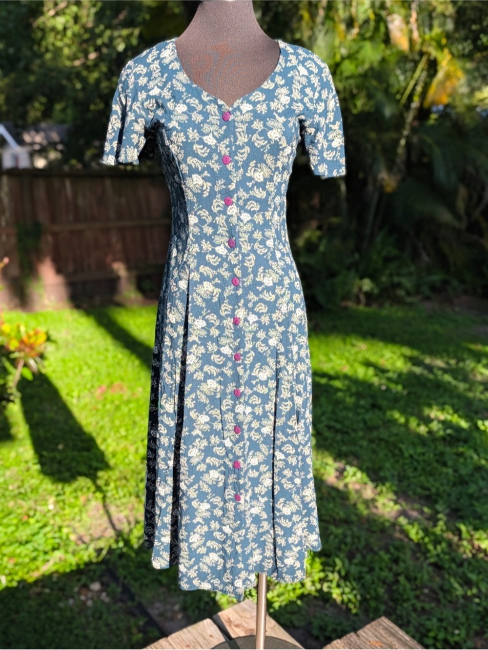 Vintage 90s Byer Too California Floral Button Down Midi Dress